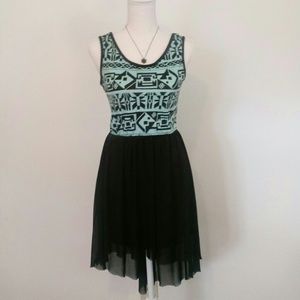 Asymmetrical black/teal dress-netting liner-sexy!